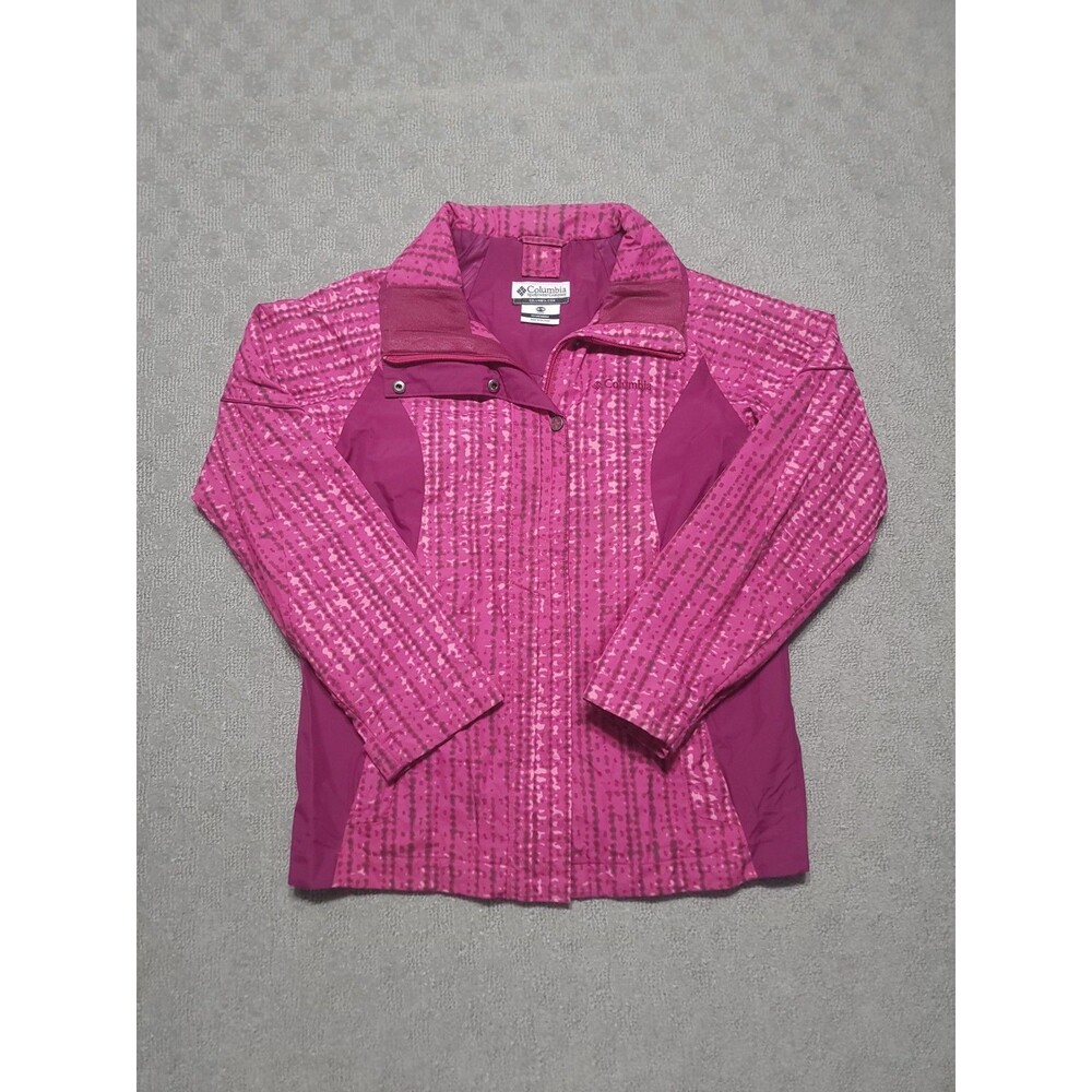Columbia Jacket Youth 14/16 Pink Printed Omni-Tech Waterproof Coat